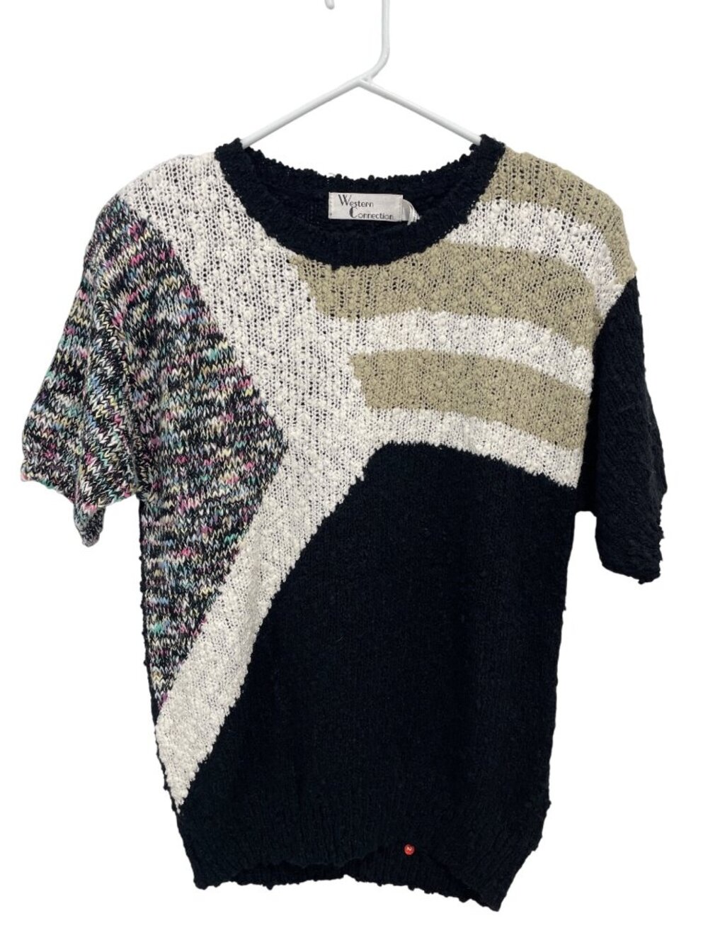 Vintage Western Connection Sweater Medium Colorblock Black White Deadstock NEW